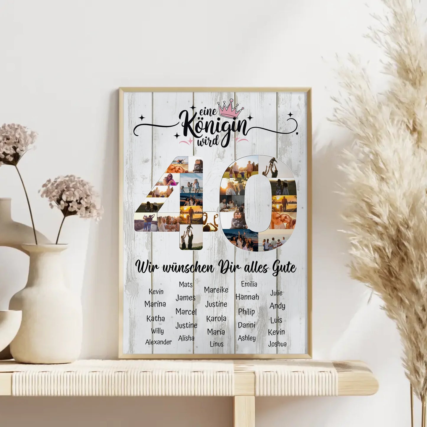 Personalisiertes Poster mit Wunschtext 40 Geburtstag Eine Königin wird