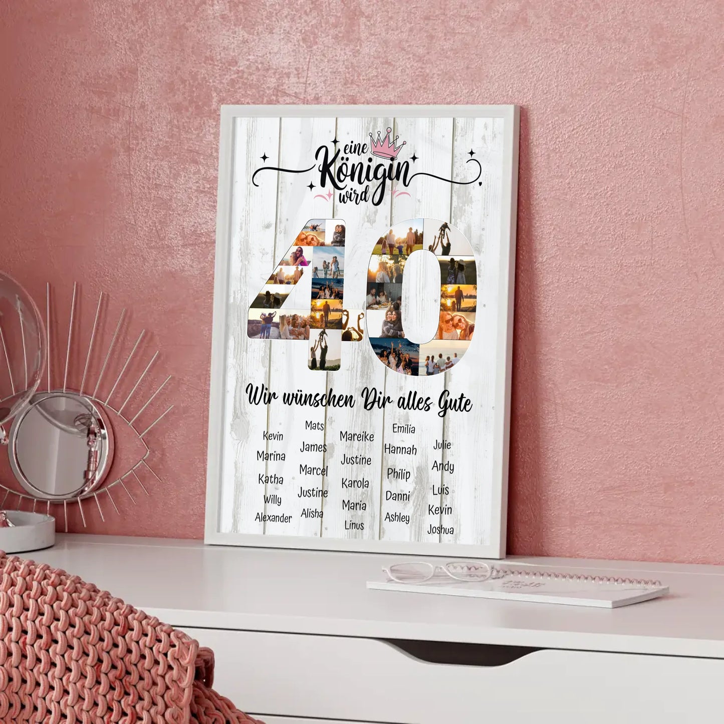 Personalisiertes Poster mit Wunschtext 40 Geburtstag Eine Königin wird
