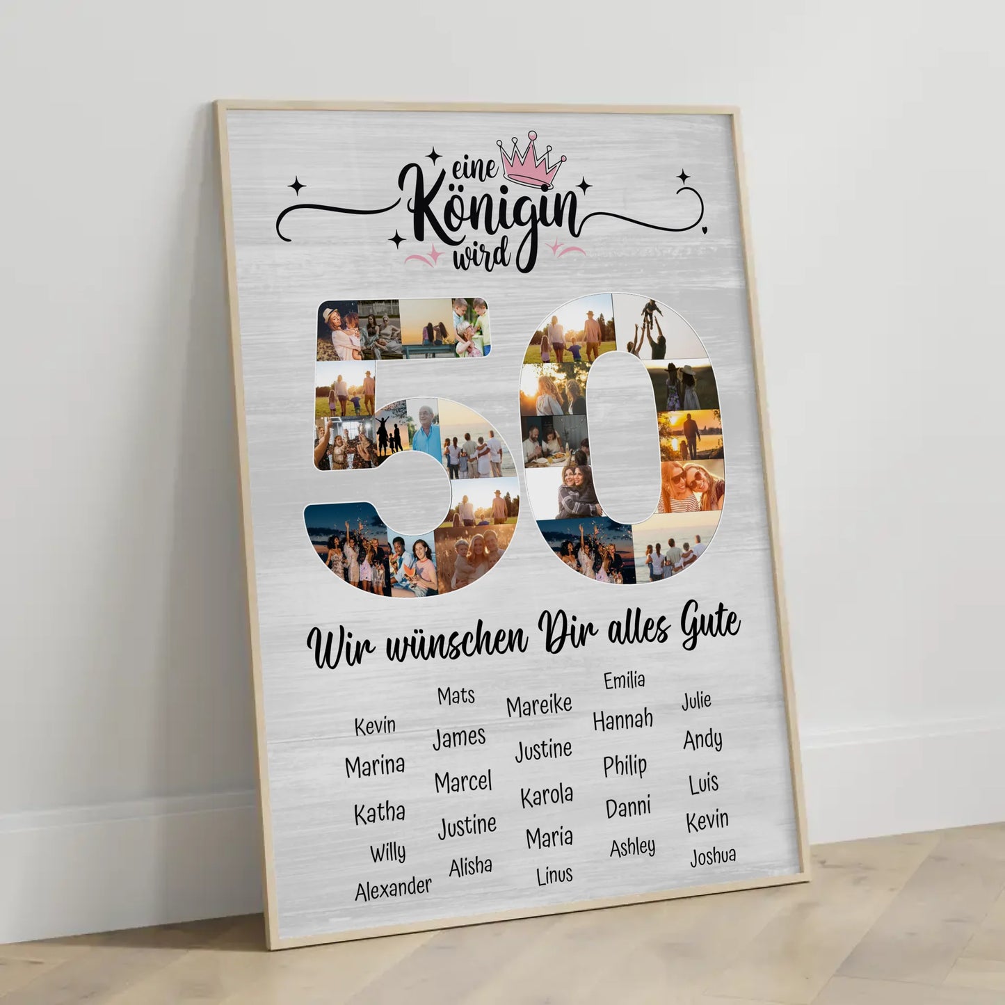 Personalisiertes Poster mit Unterschriften 50 Geburtstag Eine Königin wird