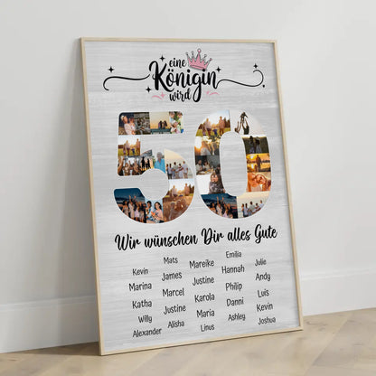 Personalisiertes Poster mit Unterschriften 50 Geburtstag Eine Königin wird