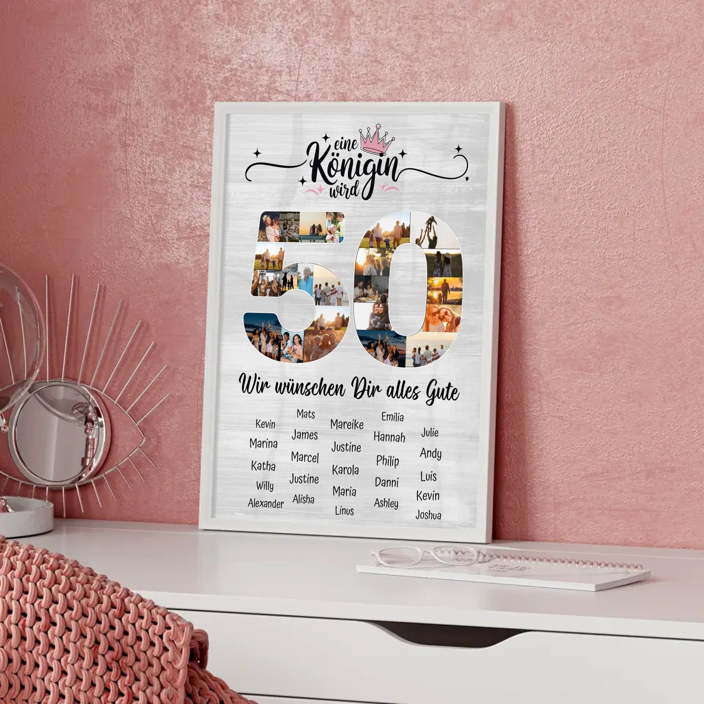 Personalisiertes Poster mit Unterschriften 50 Geburtstag Eine Königin wird