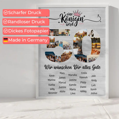 Personalisiertes Poster mit Unterschriften 50 Geburtstag Eine Königin wird