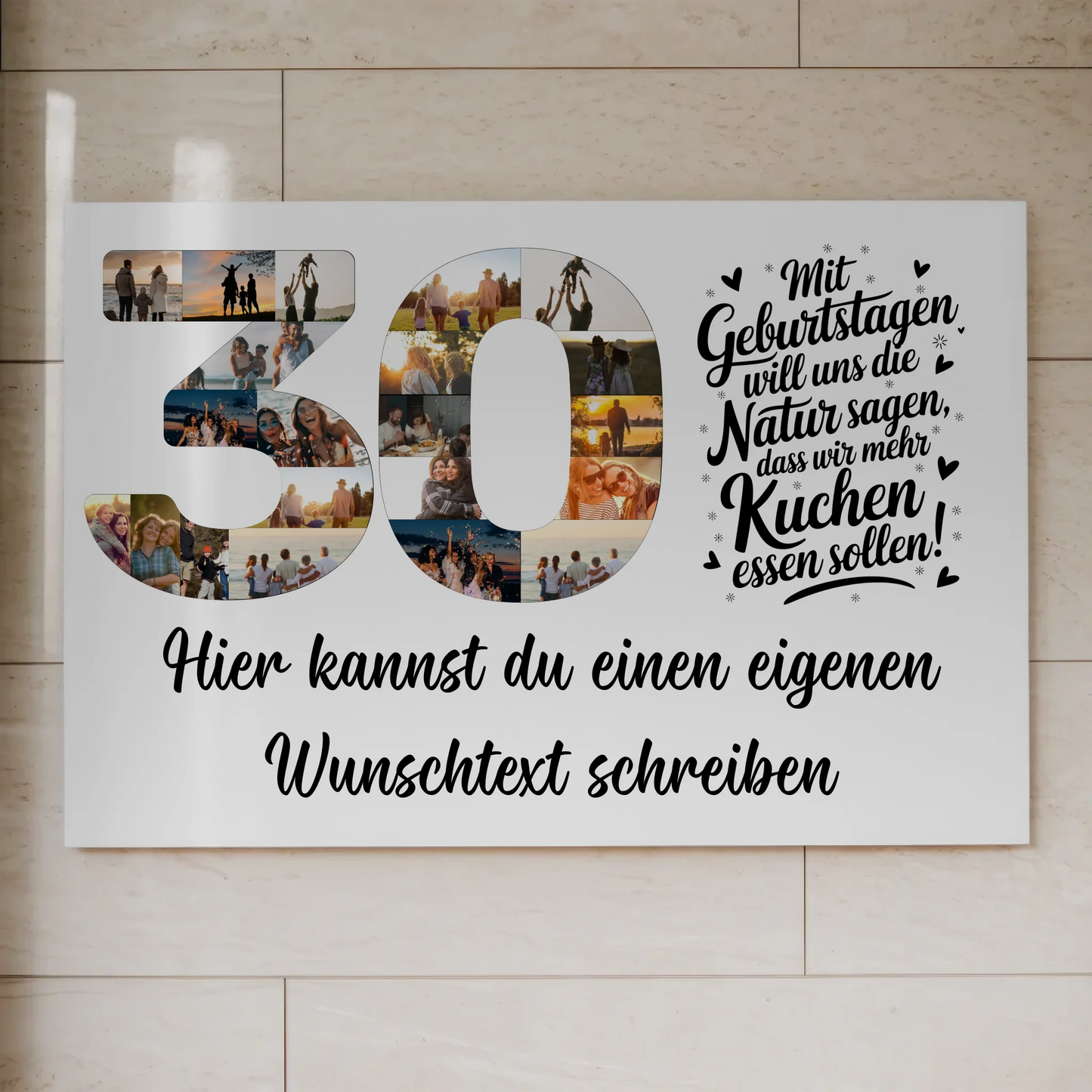 Fotoboard Magnet Poster mit Unterschriften 30 Geburtstag Kuchen