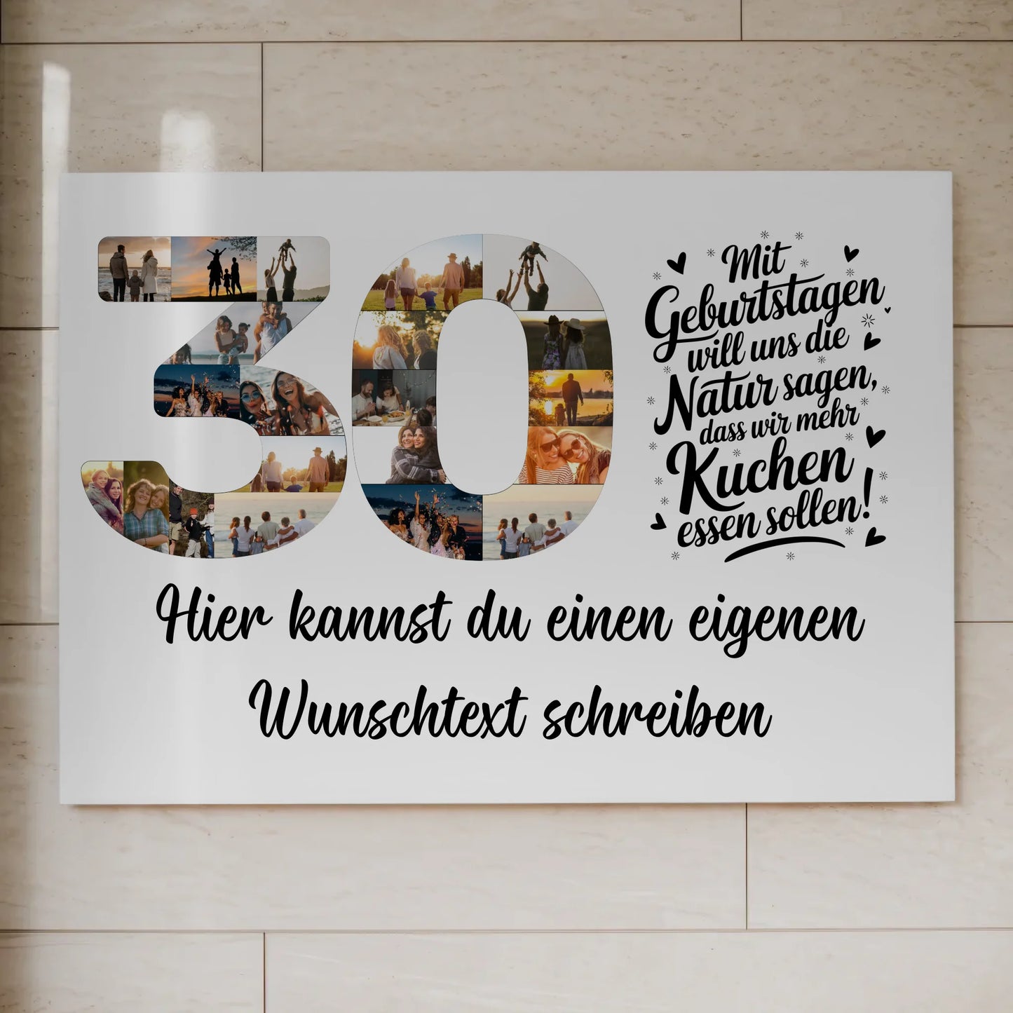 Fotoboard Magnet Poster mit Unterschriften 30 Geburtstag Kuchen