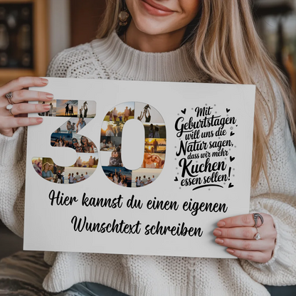 Fotoboard Magnet Poster mit Unterschriften 30 Geburtstag Kuchen
