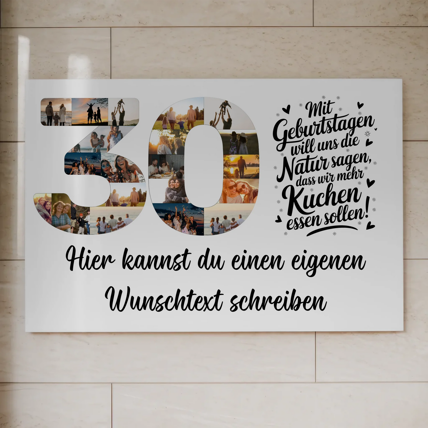 Fotoboard Magnet Poster mit Unterschriften 30 Geburtstag Kuchen