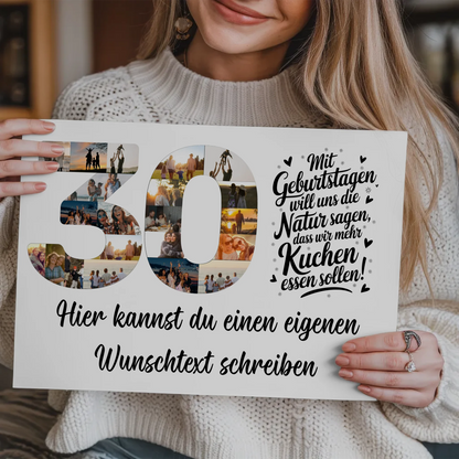 Fotoboard Magnet Poster mit Unterschriften 30 Geburtstag Kuchen
