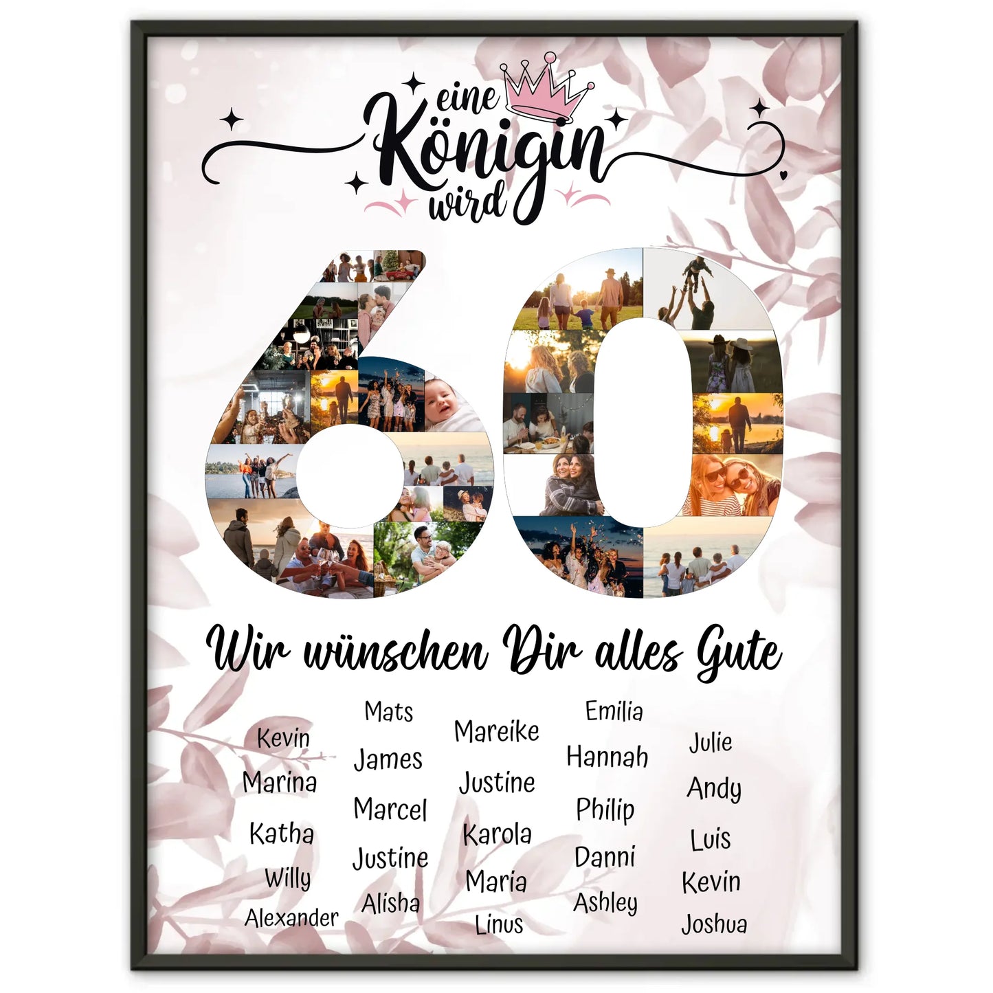 Personalisiertes Poster mit Wunschtext 60 Geburtstag Eine Königin wird