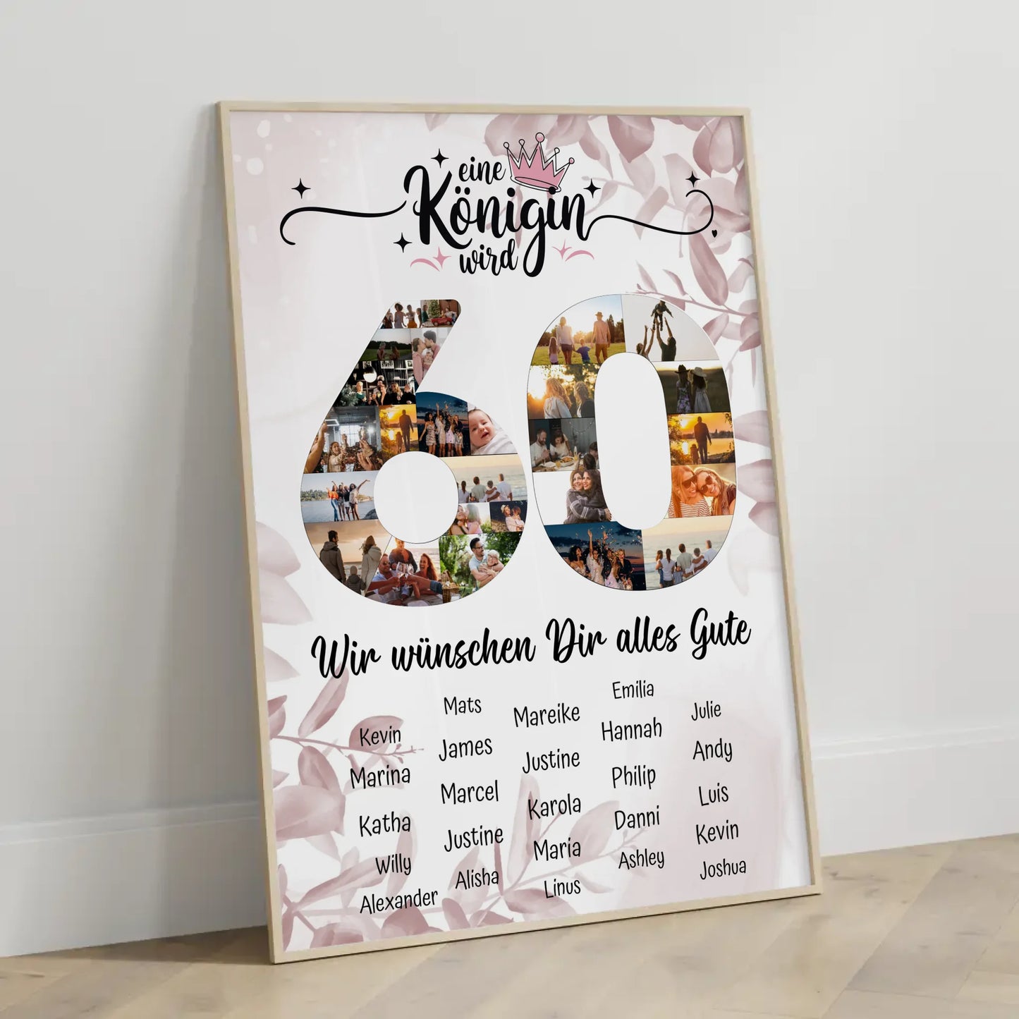 Personalisiertes Poster mit Wunschtext 60 Geburtstag Eine Königin wird