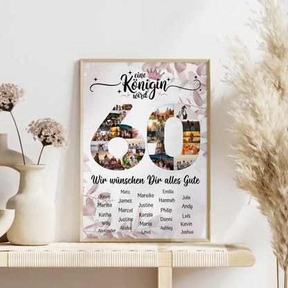 Personalisiertes Poster mit Wunschtext 60 Geburtstag Eine Königin wird