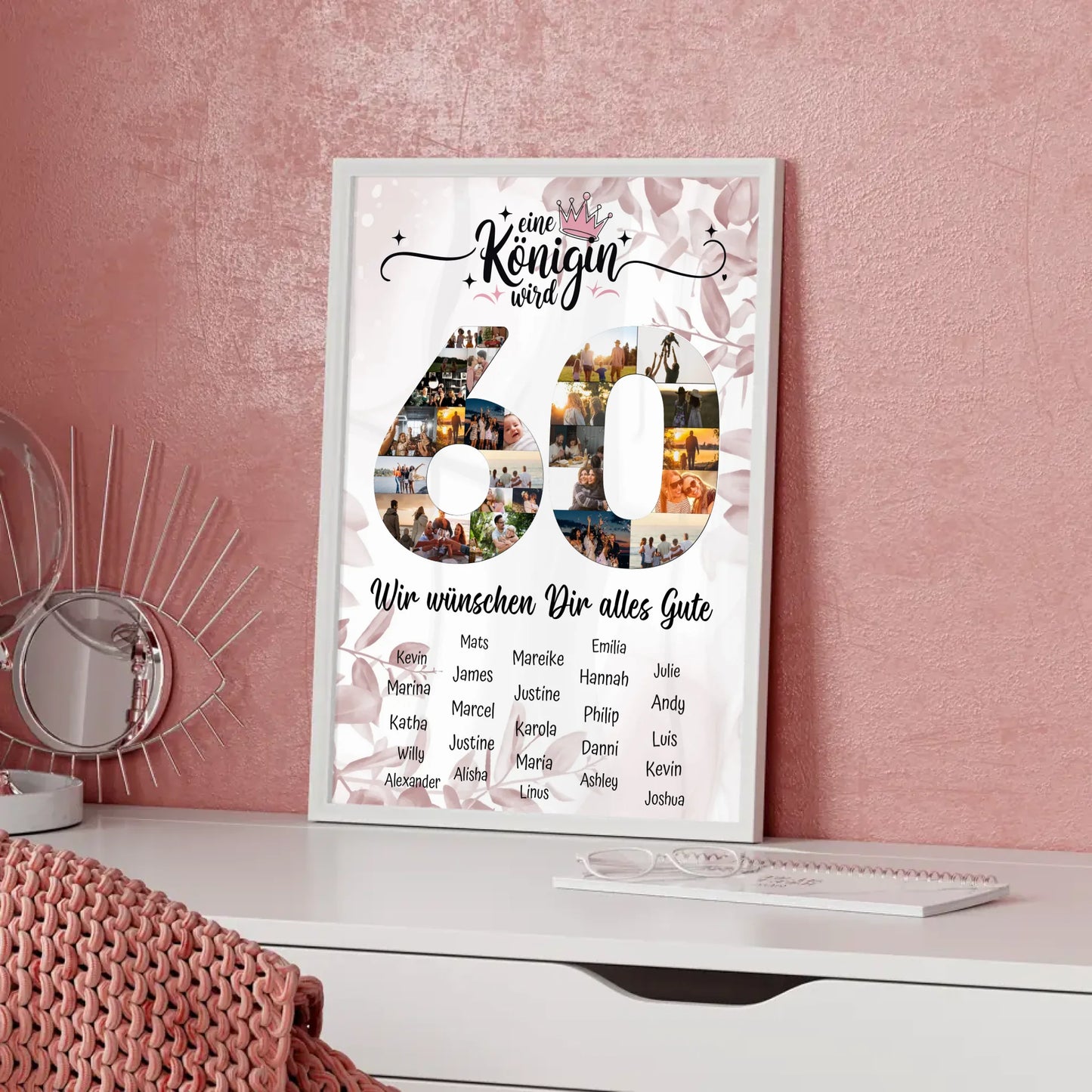 Personalisiertes Poster mit Wunschtext 60 Geburtstag Eine Königin wird