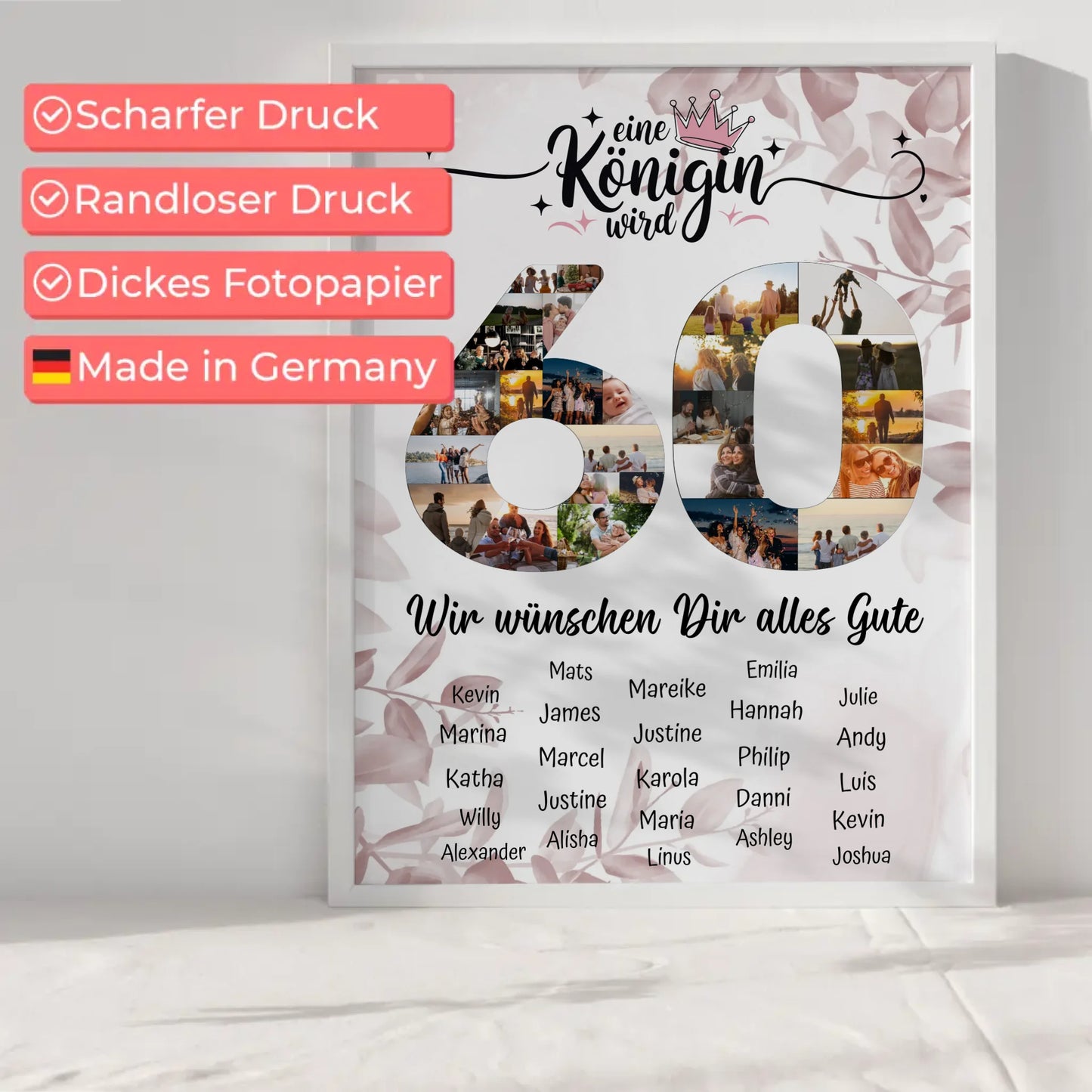 Personalisiertes Poster mit Wunschtext 60 Geburtstag Eine Königin wird