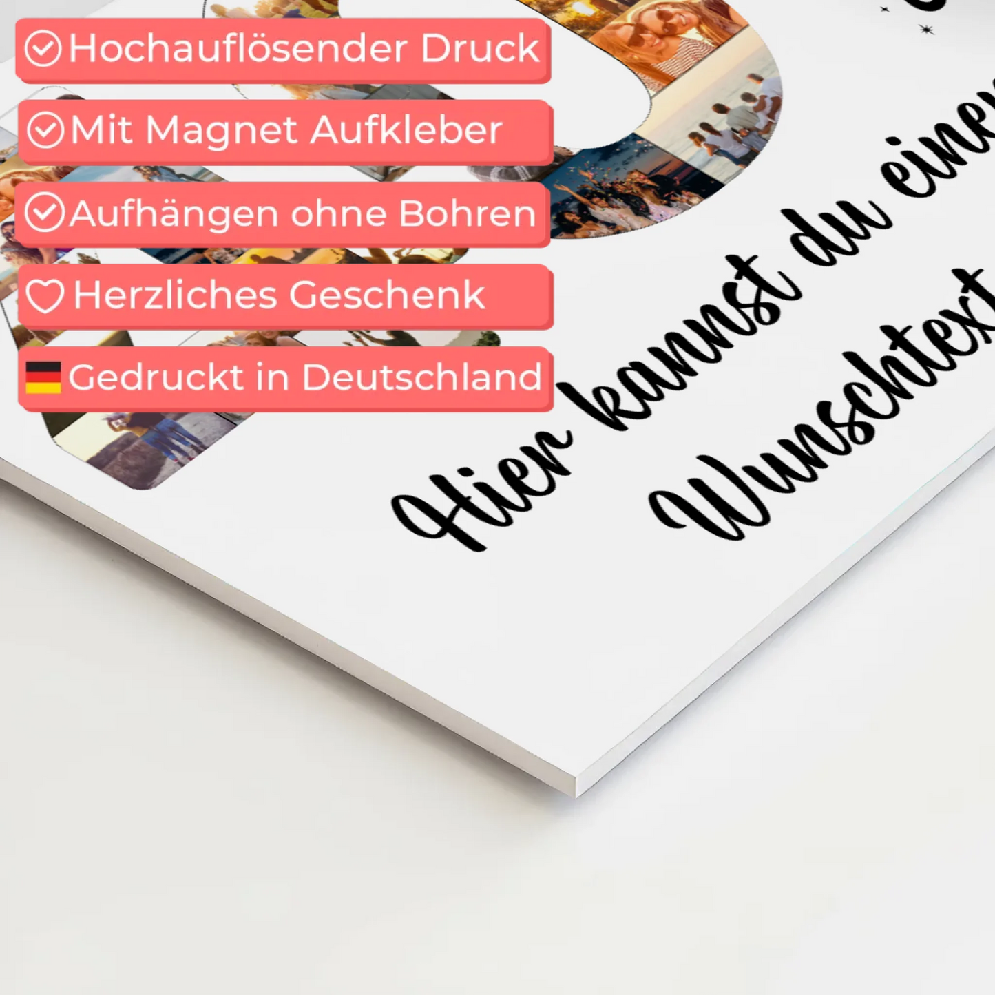 Fotoboard Poster magnetisch mit Wunschtext 40 Geburtstag