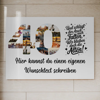 Fotoboard Poster magnetisch mit Wunschtext 40 Geburtstag