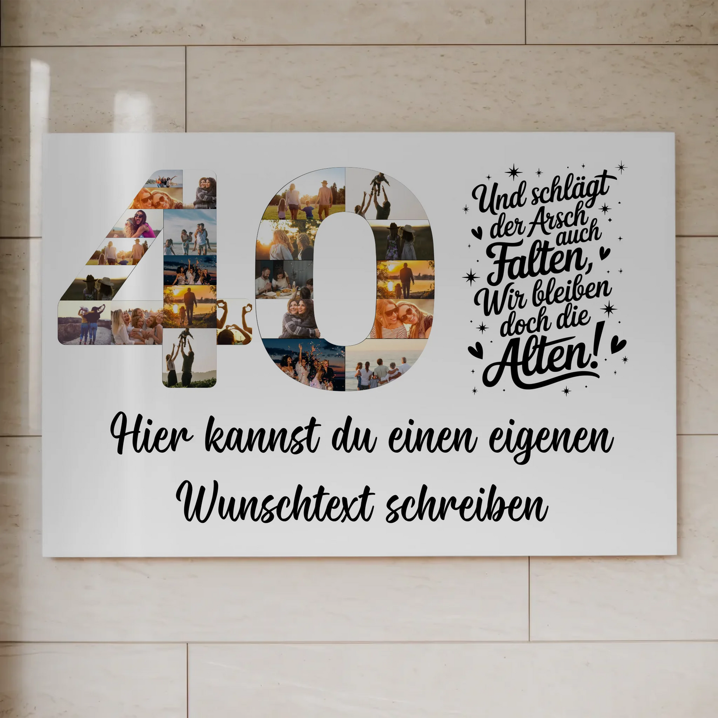 Fotoboard Poster magnetisch mit Wunschtext 40 Geburtstag