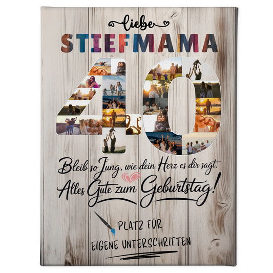 Personalisierte Fotoleinwand Stiefmama 40 Geburtstag Fotos
