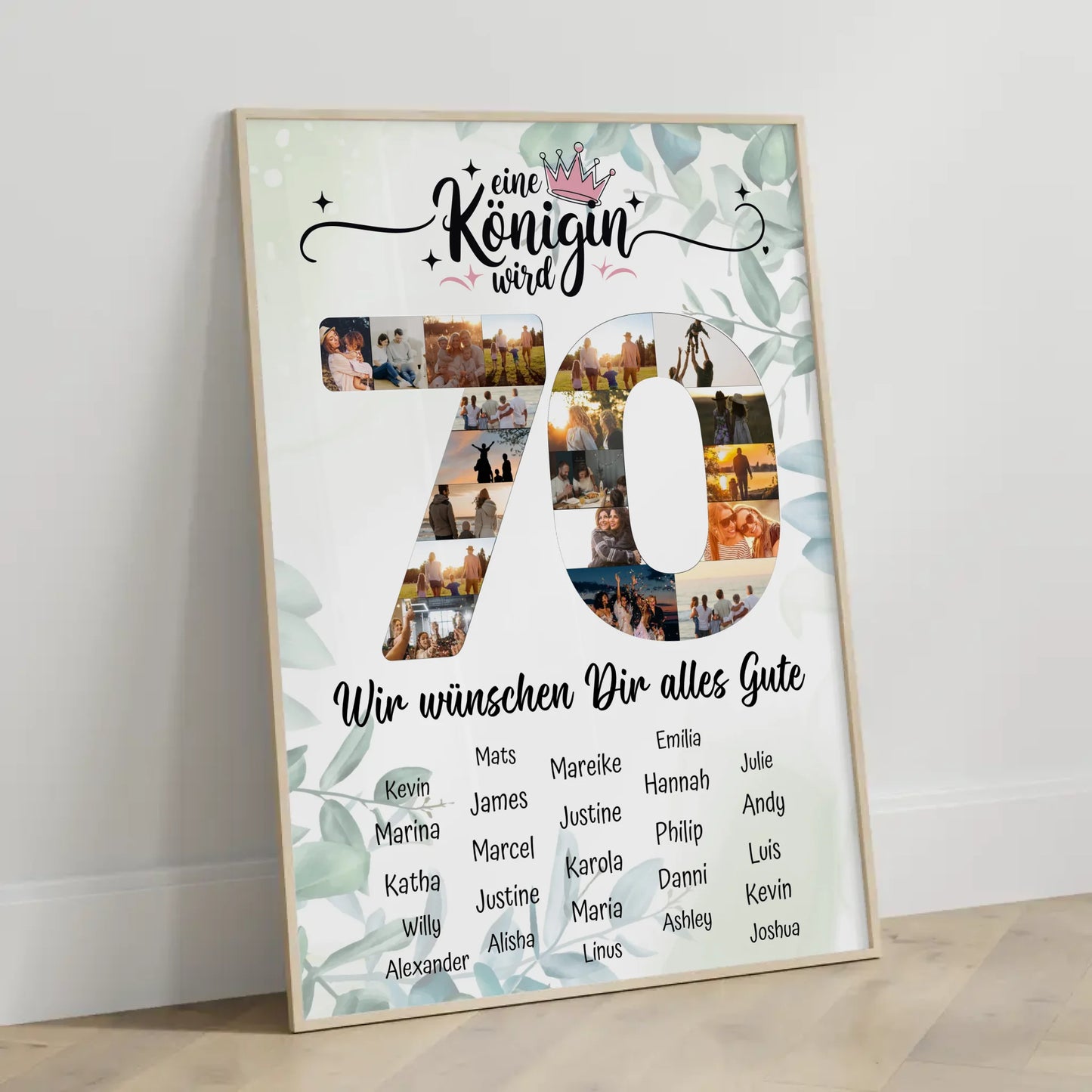 Personalisiertes Poster mit Unterschriften 70 Geburtstag Eine Königin wird