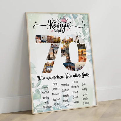 Personalisiertes Poster mit Unterschriften 70 Geburtstag Eine Königin wird