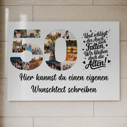 Magnetisches Fotoboard mit Unterschriften 50 Geburtstag