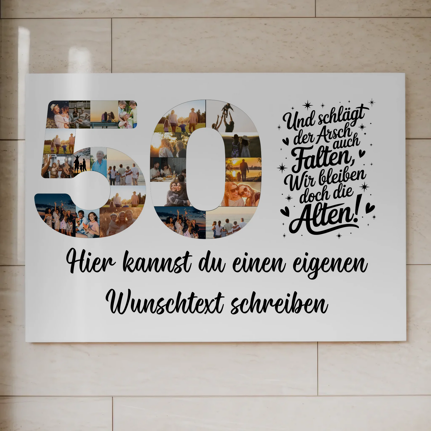 Magnetisches Fotoboard mit Unterschriften 50 Geburtstag