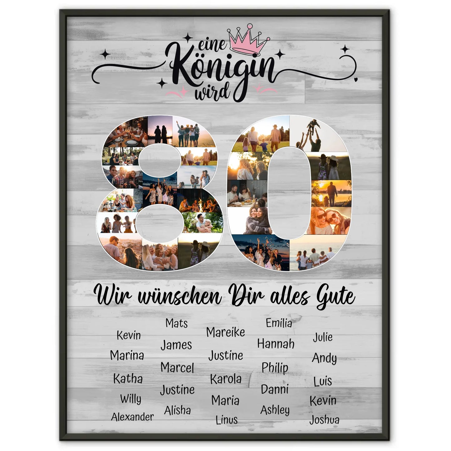 Personalisiertes Poster mit Wunschtext 80 Geburtstag Eine Königin