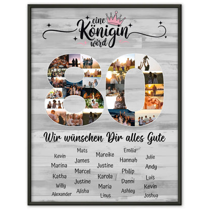 Personalisiertes Poster mit Wunschtext 80 Geburtstag Eine Königin