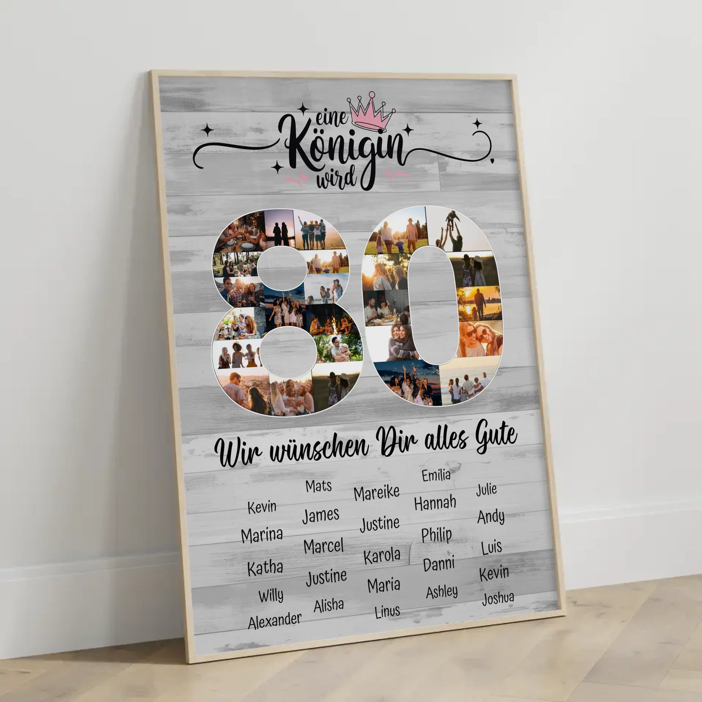 Personalisiertes Poster mit Wunschtext 80 Geburtstag Eine Königin
