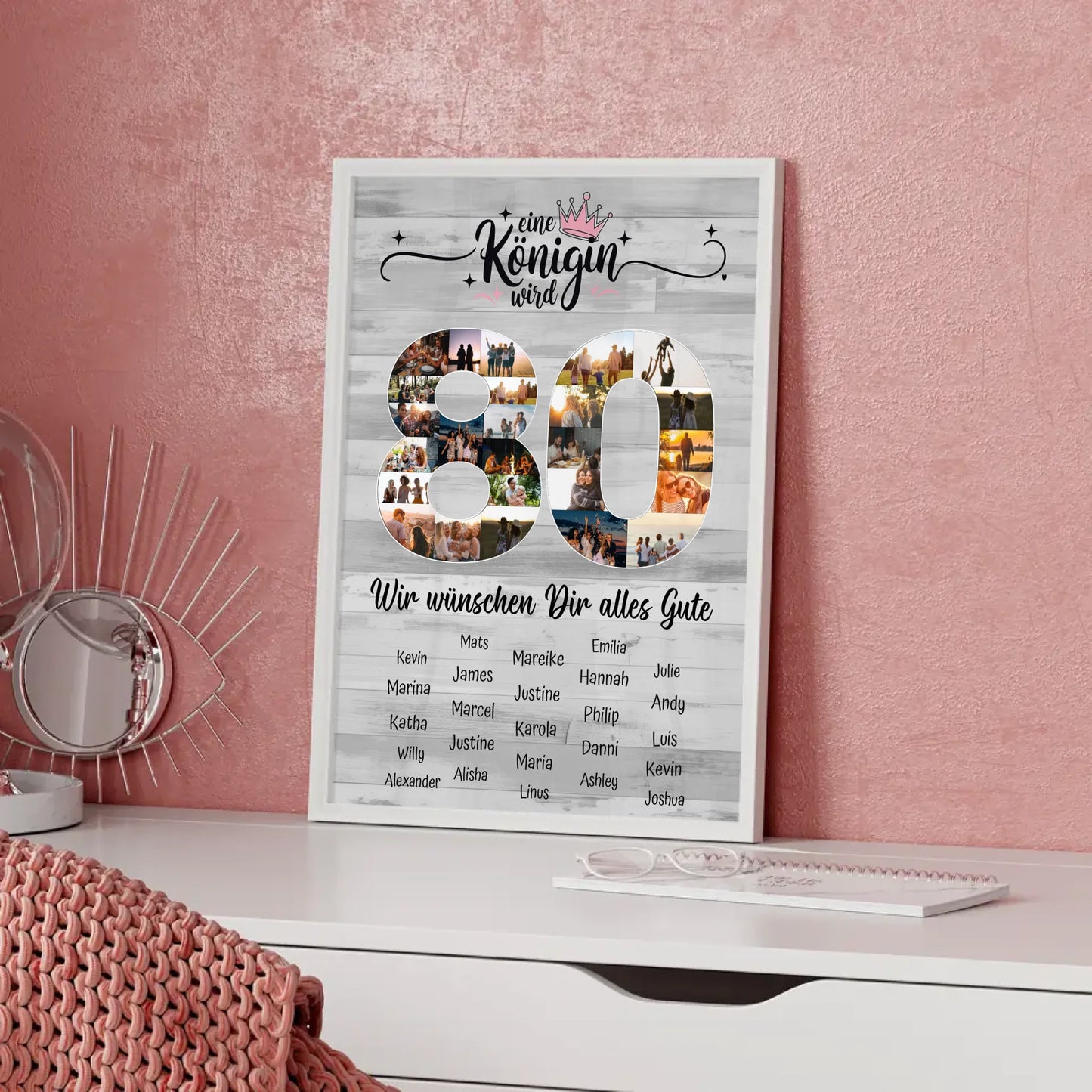 Personalisiertes Poster mit Wunschtext 80 Geburtstag Eine Königin