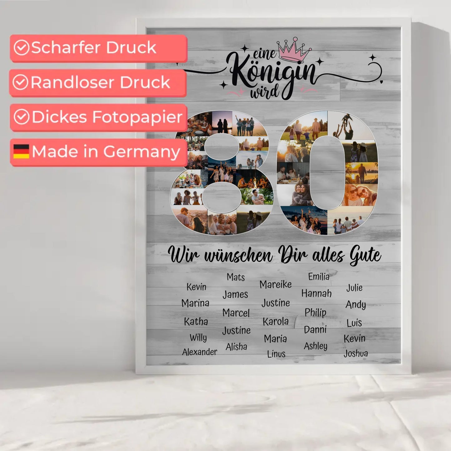 Personalisiertes Poster mit Wunschtext 80 Geburtstag Eine Königin