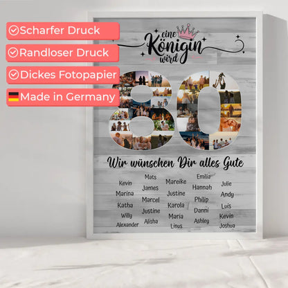 Personalisiertes Poster mit Wunschtext 80 Geburtstag Eine Königin