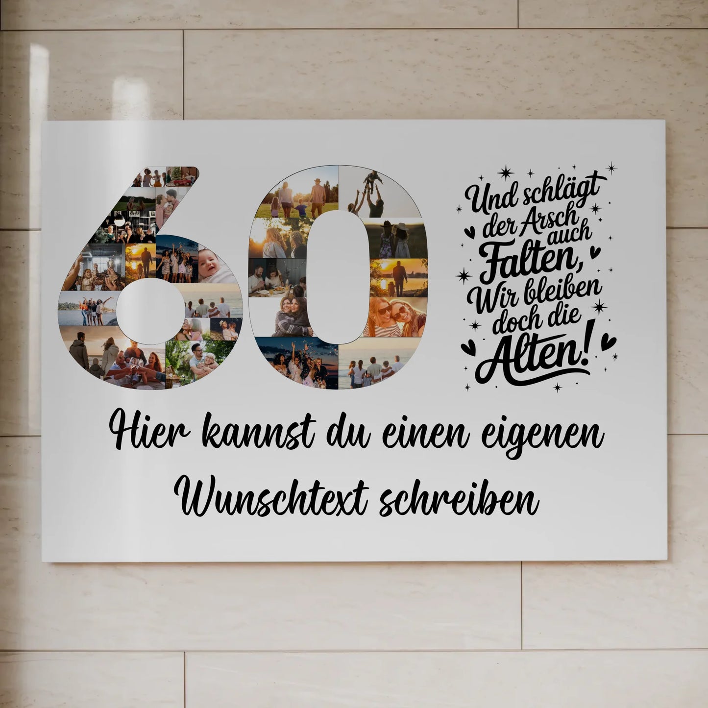 Magnet Poster mit Wunschtext 60 Geburtstag Falten