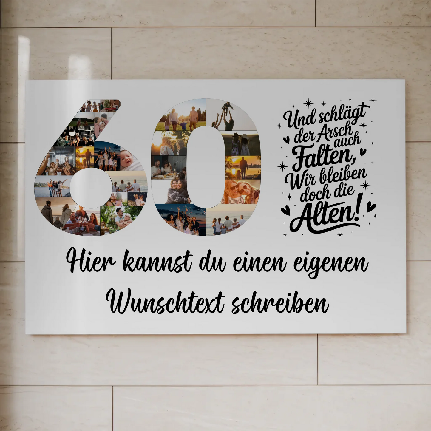 Magnet Poster mit Wunschtext 60 Geburtstag Falten