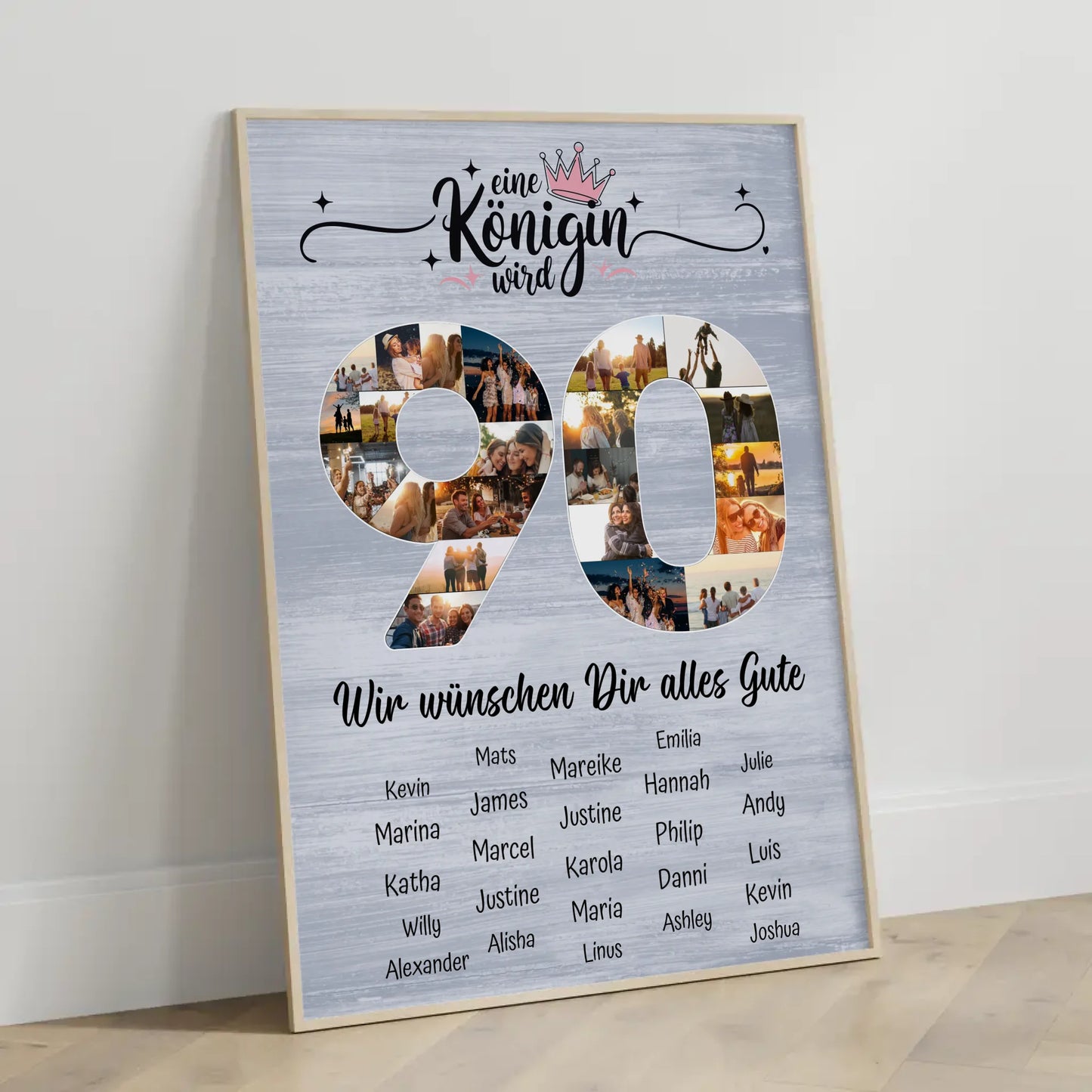 Personalisiertes Poster mit Unterschriften 90 Geburtstag Eine Königin wird