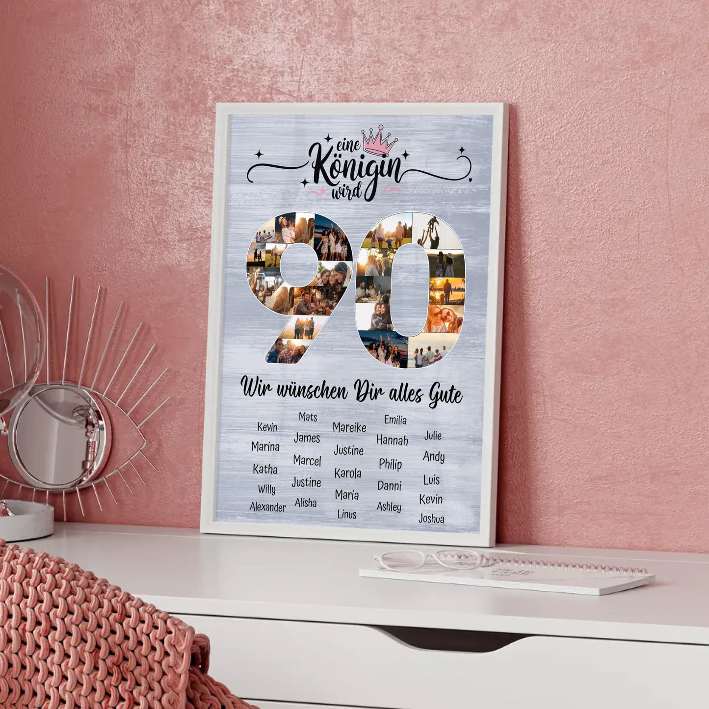 Personalisiertes Poster mit Unterschriften 90 Geburtstag Eine Königin wird