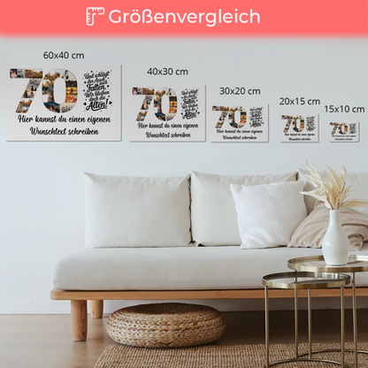 Magnet Wandbild mit Unterschriften 70 Geburtstag Falten