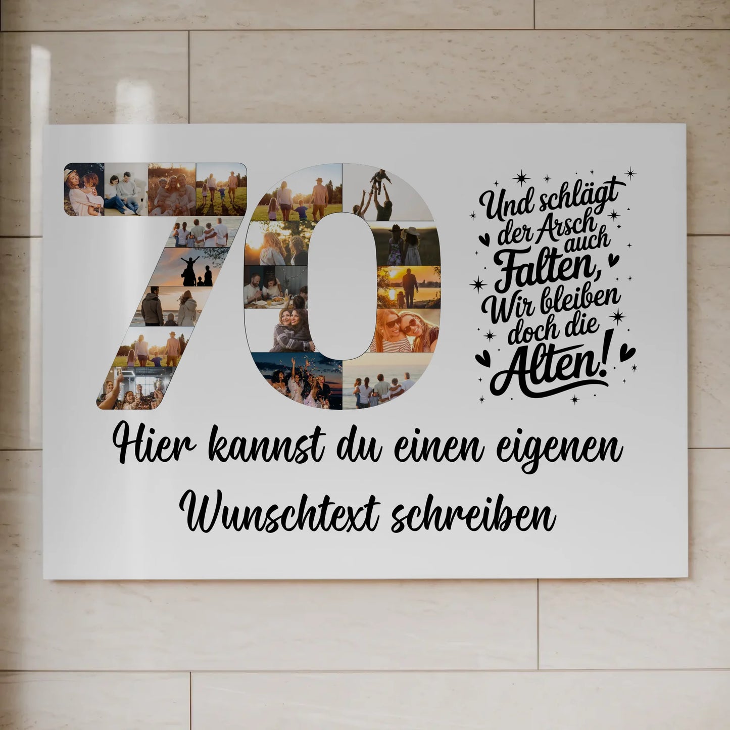 Magnet Wandbild mit Unterschriften 70 Geburtstag Falten