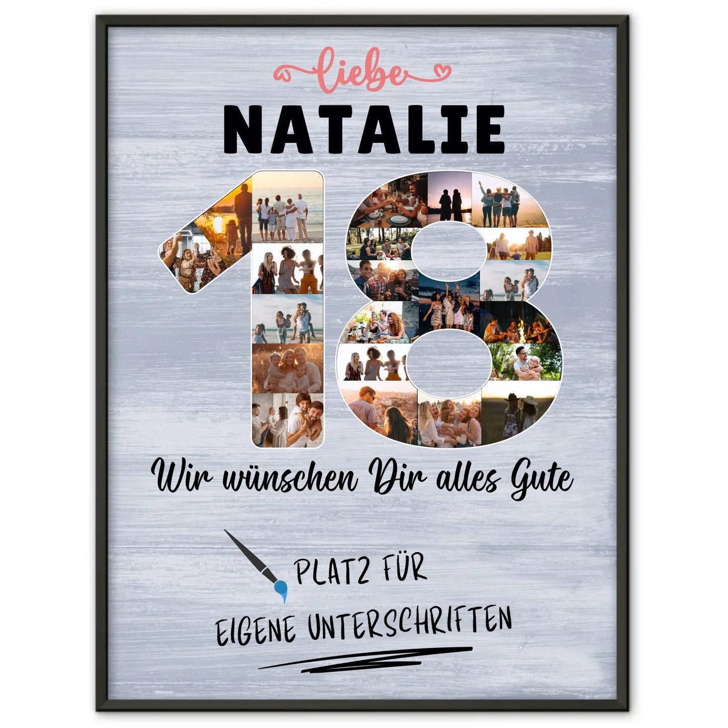 Personalisiertes Poster mit Unterschriften 18 Geburtstag Schwester Tochter Freundin
