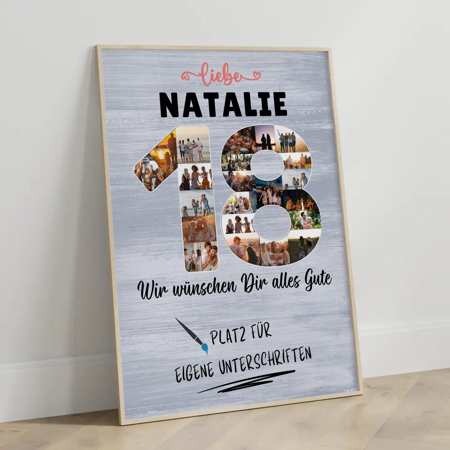 Personalisiertes Poster mit Unterschriften 18 Geburtstag Schwester Tochter Freundin