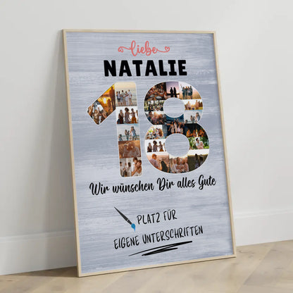 Personalisiertes Poster mit Unterschriften 18 Geburtstag Schwester Tochter Freundin