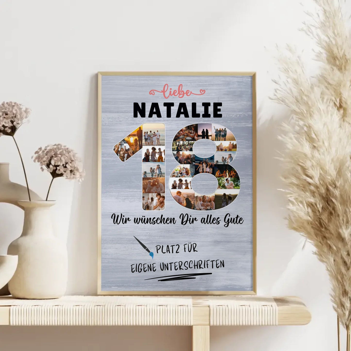 Personalisiertes Poster mit Unterschriften 18 Geburtstag Schwester Tochter Freundin