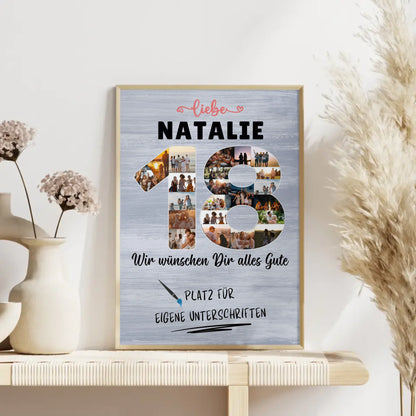 Personalisiertes Poster mit Unterschriften 18 Geburtstag Schwester Tochter Freundin