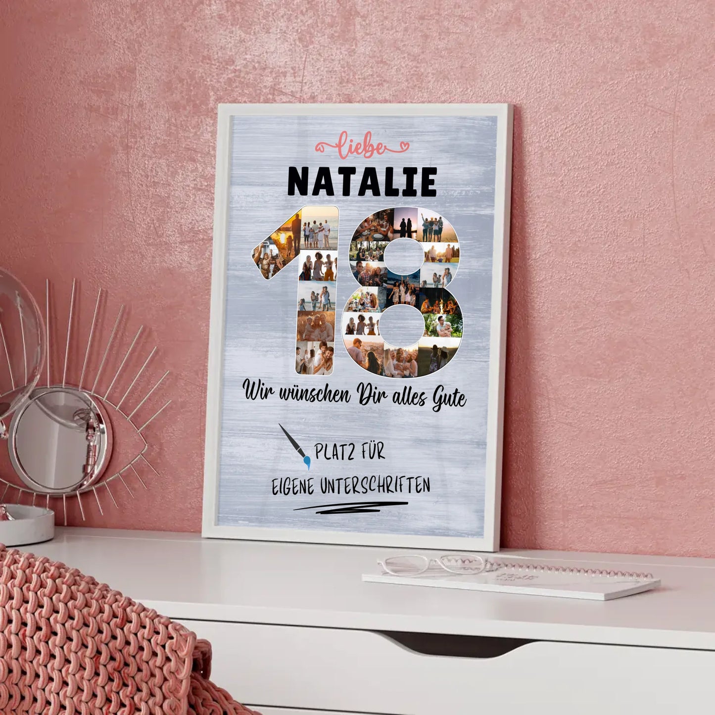 Personalisiertes Poster mit Unterschriften 18 Geburtstag Schwester Tochter Freundin