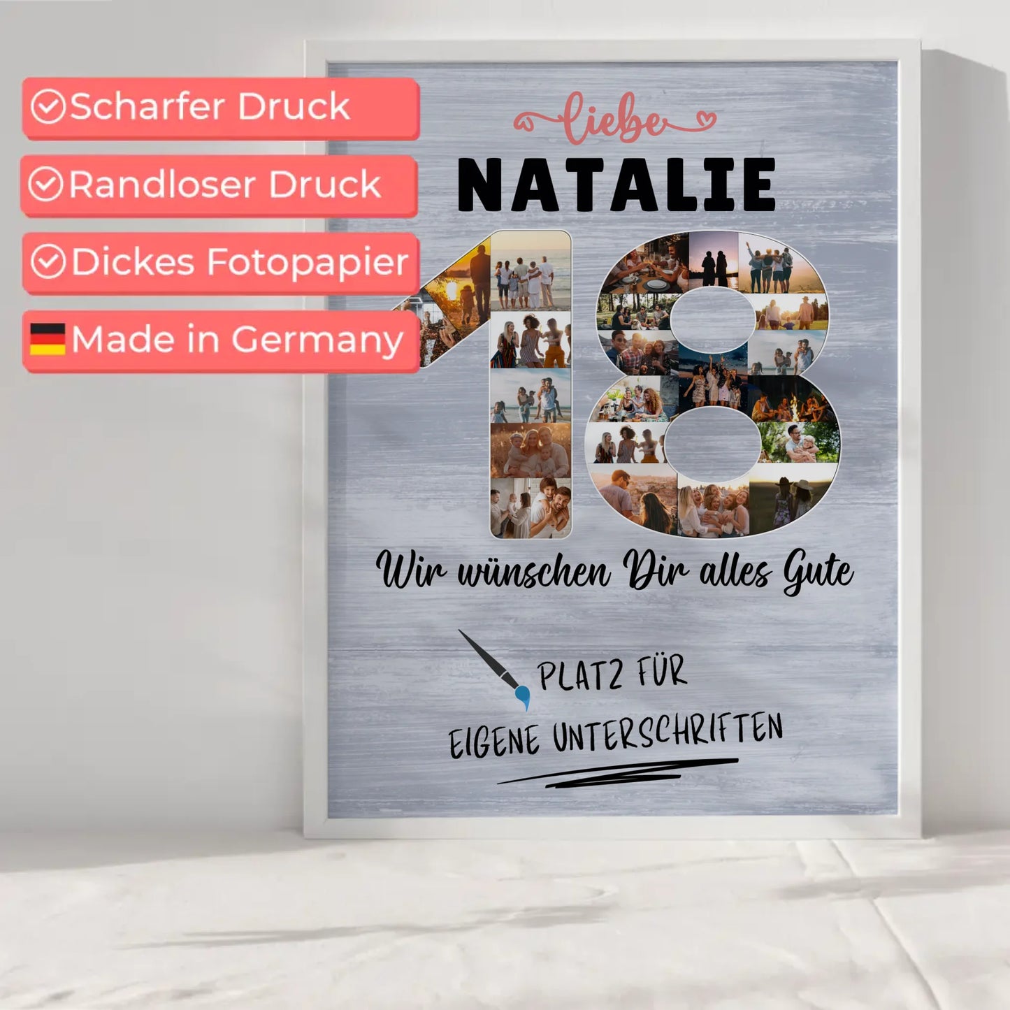 Personalisiertes Poster mit Unterschriften 18 Geburtstag Schwester Tochter Freundin