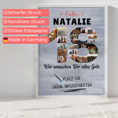 Personalisiertes Poster mit Unterschriften 18 Geburtstag Schwester Tochter Freundin