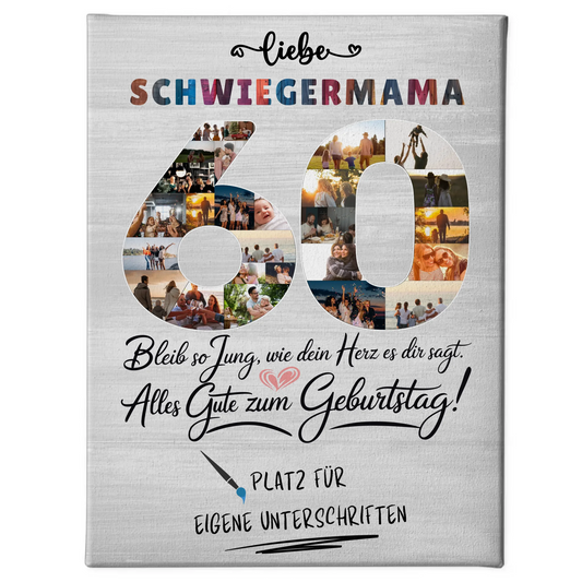 Personalisierte Fotoleinwand Schwiegermama 60 Geburtstag Fotos