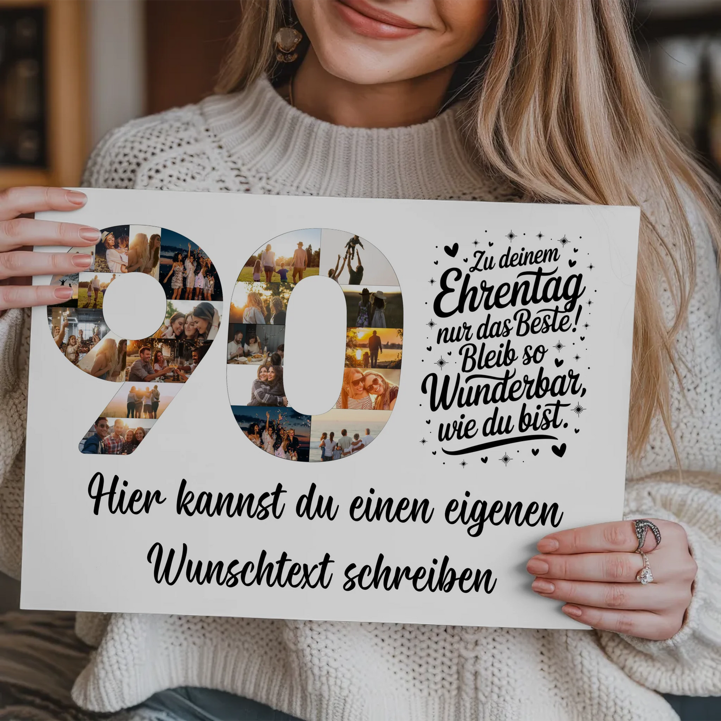Fotoboard Magnet Poster mit Unterschriften 90 Geburtstag