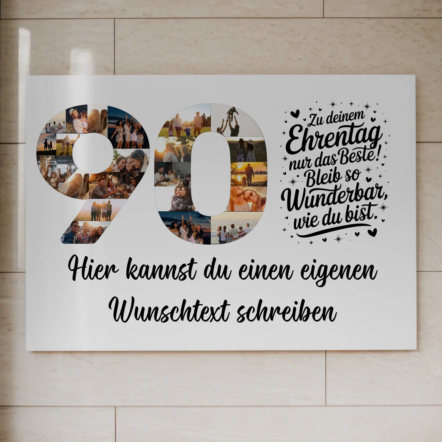 Fotoboard Magnet Poster mit Unterschriften 90 Geburtstag