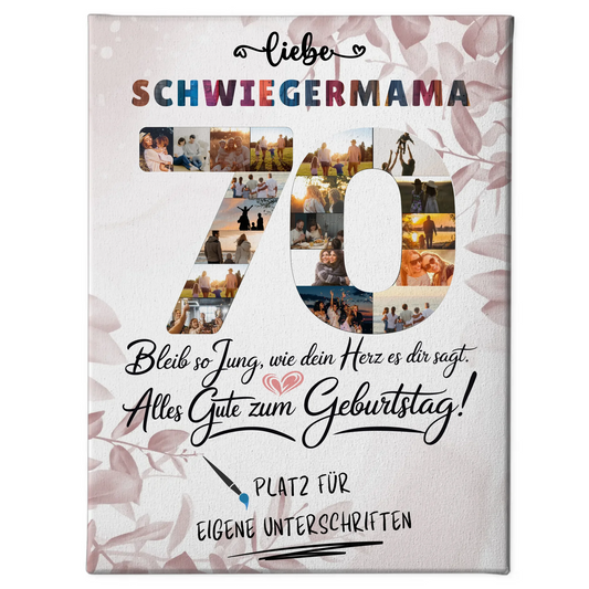 Personalisierte Fotoleinwand Schwiegermama 70 Geburtstag Fotos