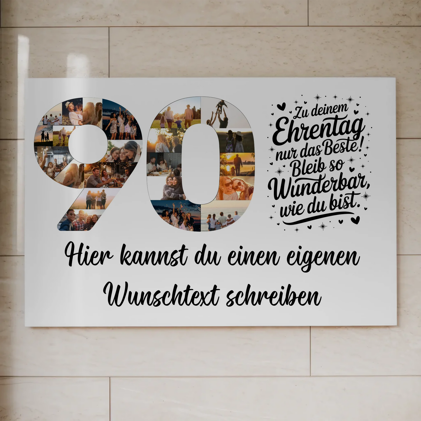 Fotoboard Magnet Poster mit Unterschriften 90 Geburtstag