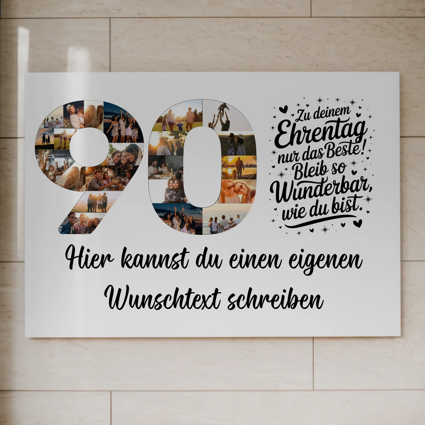 Fotoboard Magnet Poster mit Unterschriften 90 Geburtstag